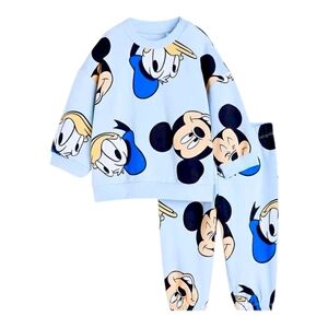 18M Disney Baby Pajamas Blue Longsleeve & Sweatpants Mickey Mouse & Donald Duck